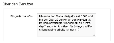Profilabschnitt Biografische Infos